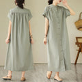 Plus Size Mandarin Collar Button Down Midi Shirt Dress