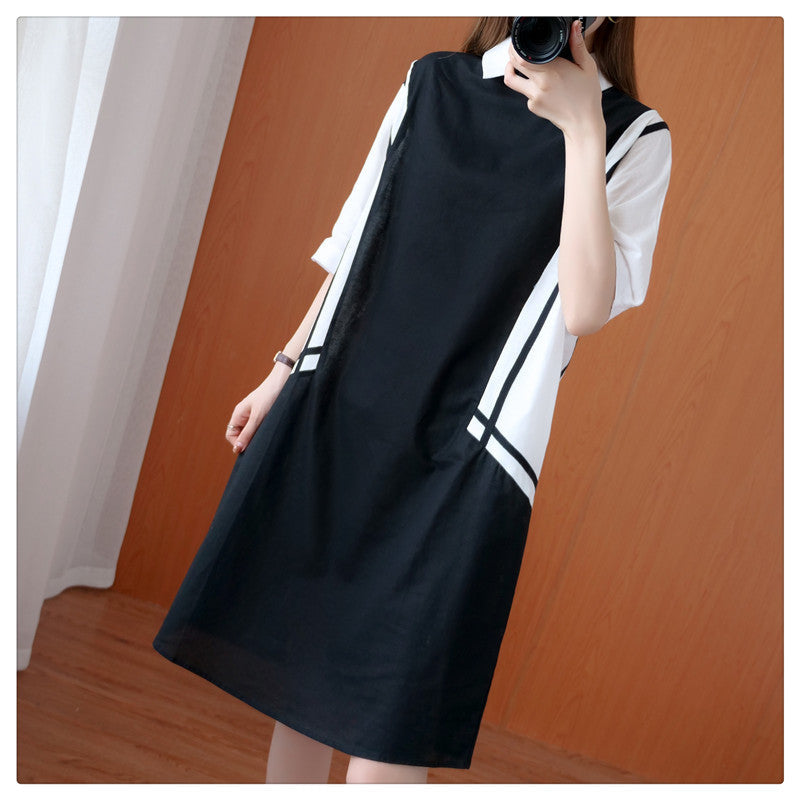 Plus Size Colour Block Shirt Dress