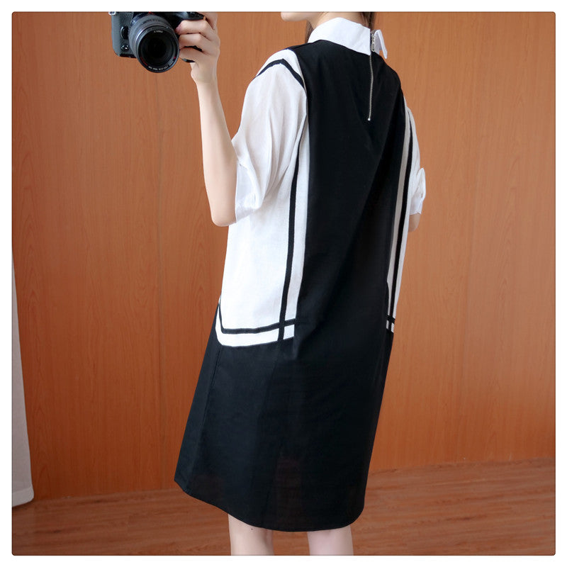Plus Size Colour Block Shirt Dress