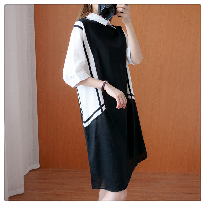 Plus Size Colour Block Shirt Dress