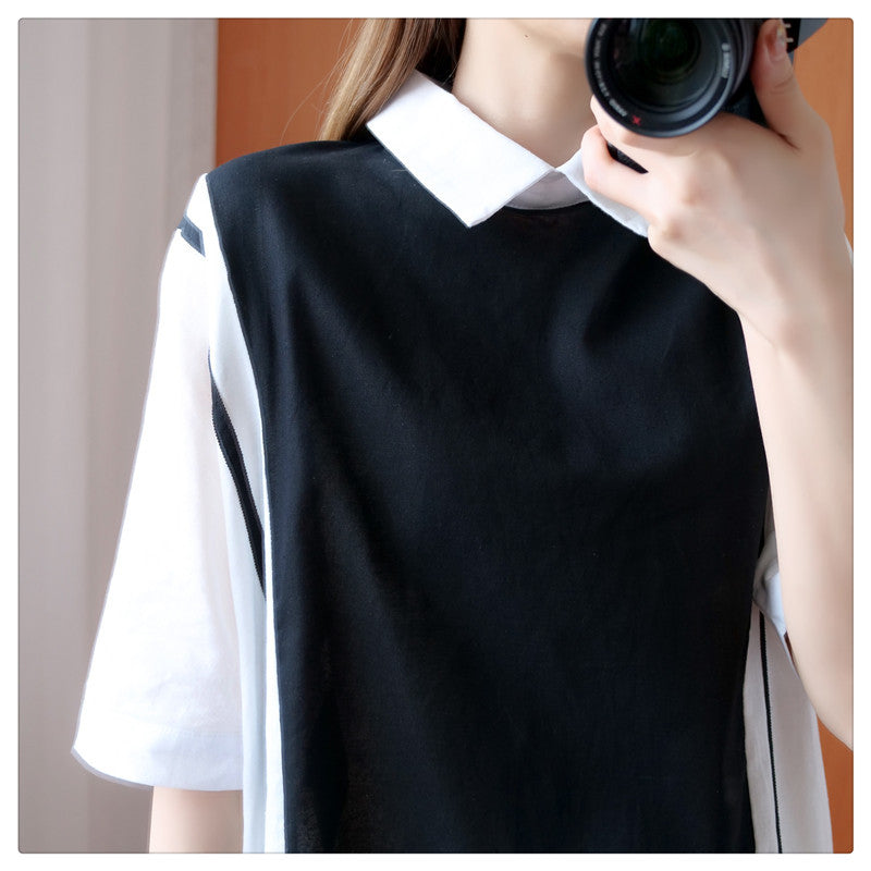 Plus Size Colour Block Shirt Dress