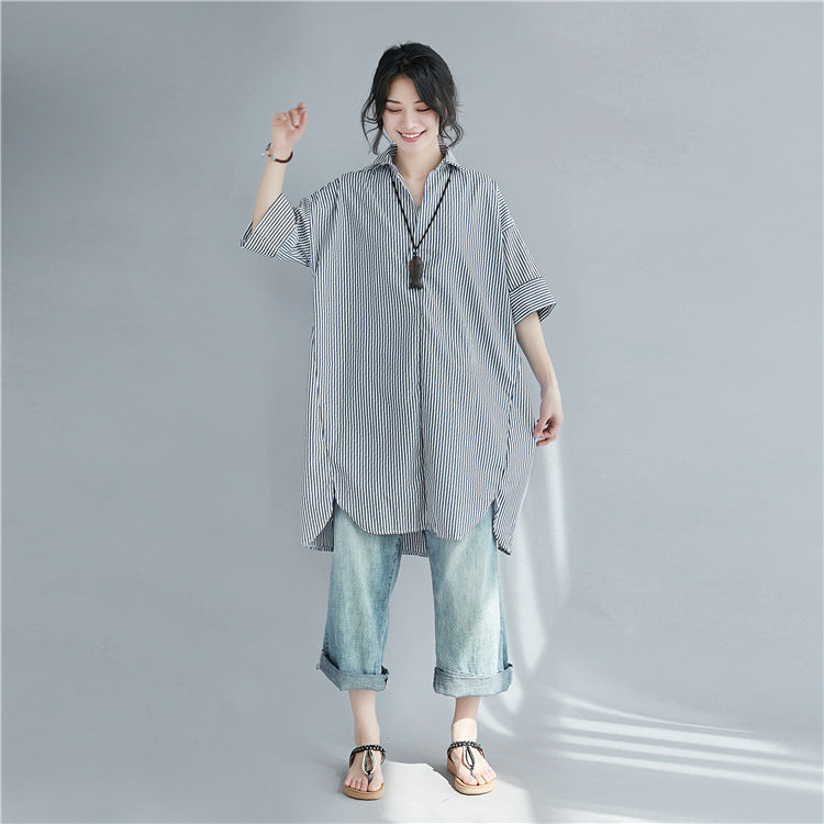 Plus Size Loose Stripe Tunic Top