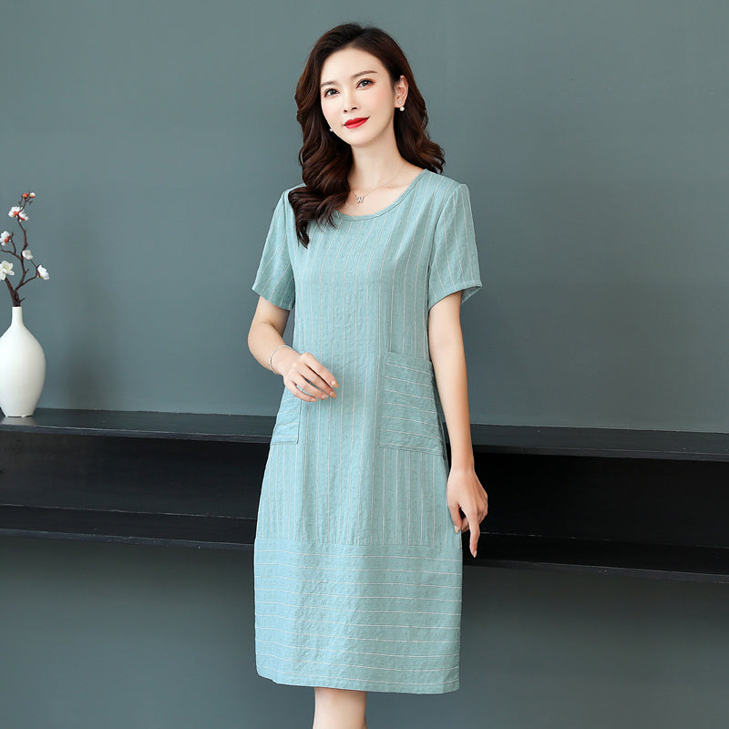 Plus Size Pocket Stripes Shift Dress