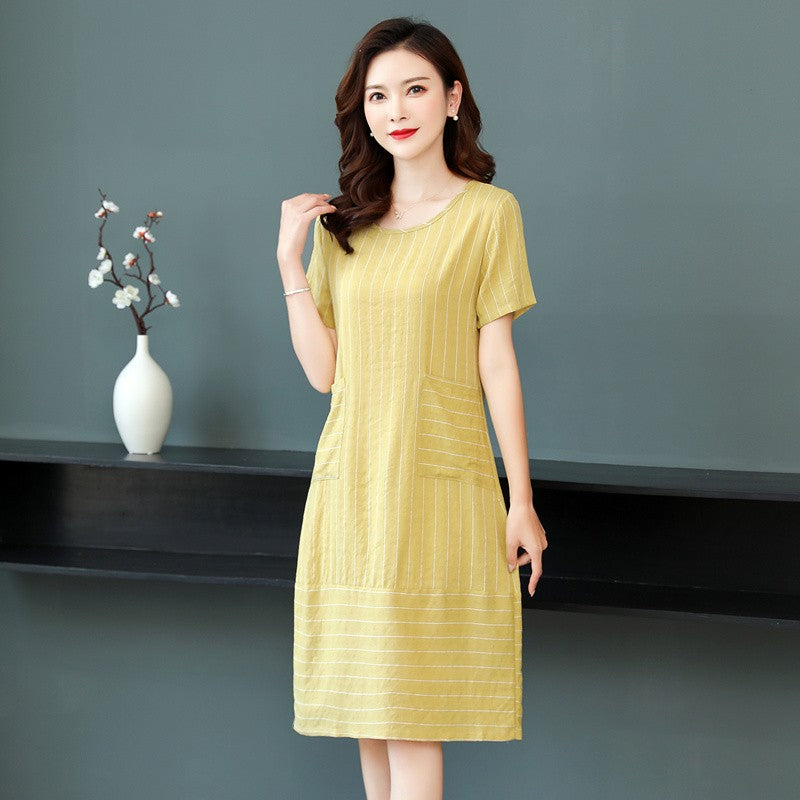 Plus Size Pocket Stripes Shift Dress