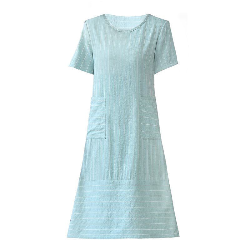 Plus Size Pocket Stripes Shift Dress