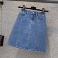Plus Size Slit Denim Mini Skirt