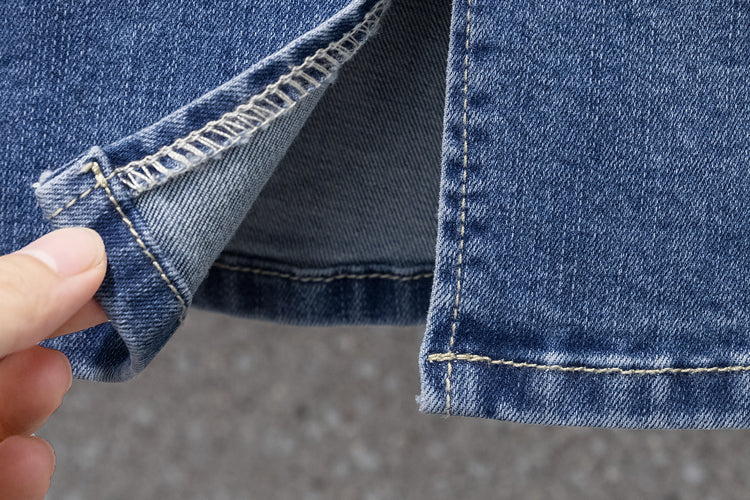 Plus Size Slit Denim Mini Skirt