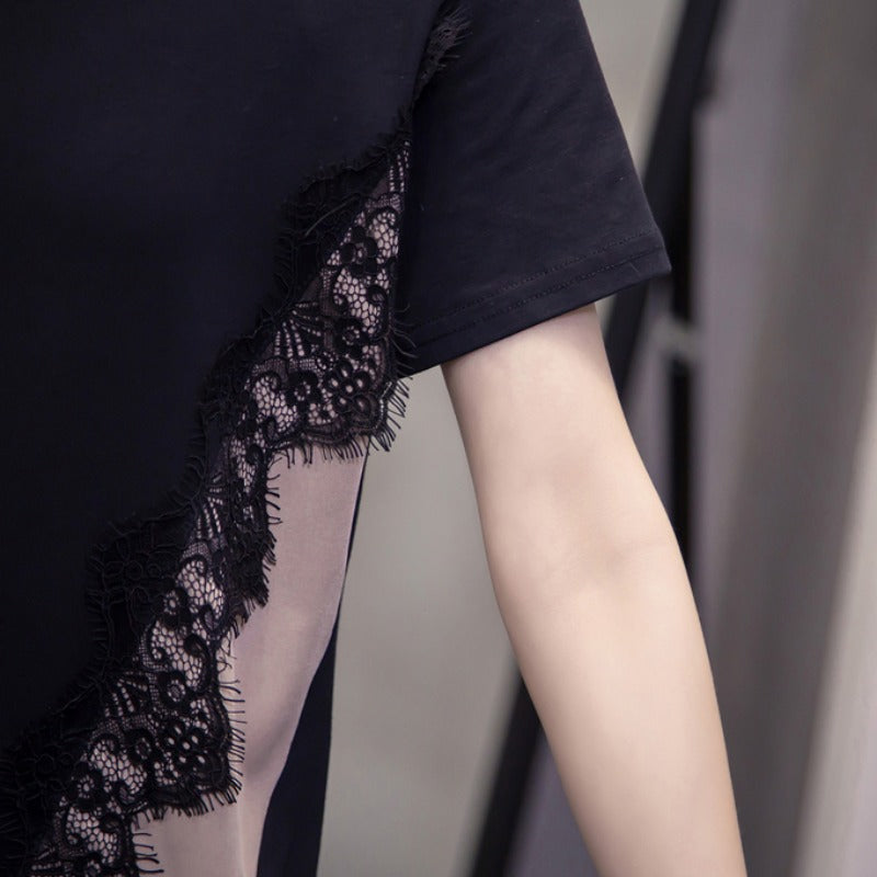 Plus Size Lace Short Sleeve Blouse