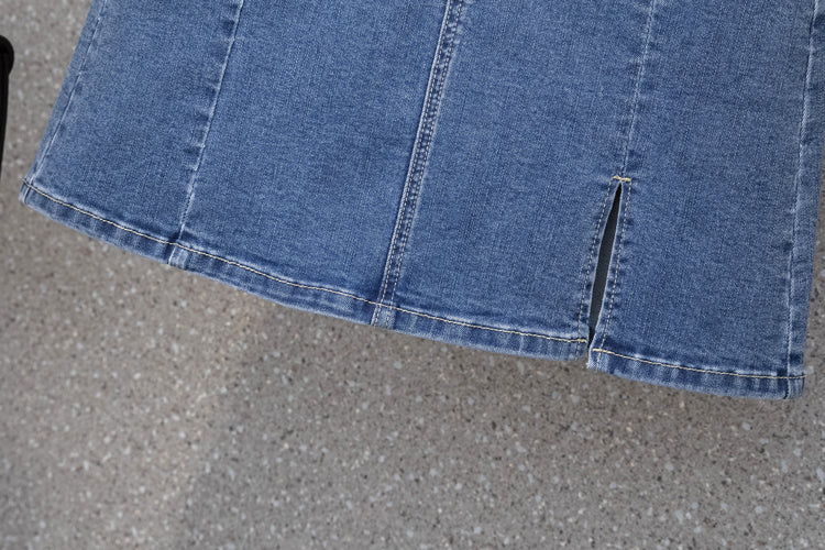 Plus Size Slit Denim Mini Skirt