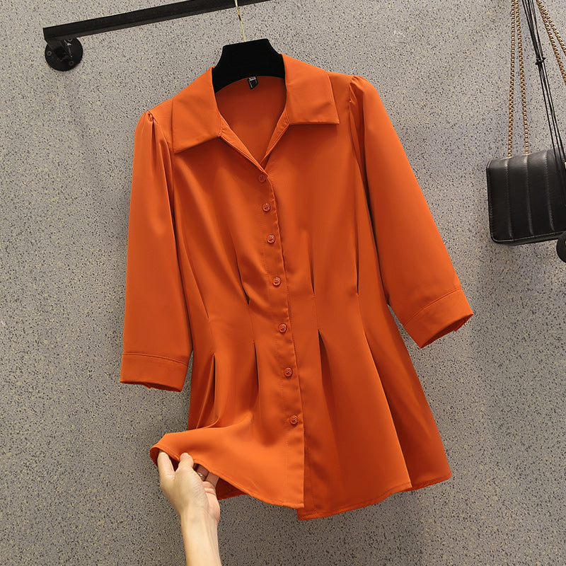 Plus Size Peplum Buttons Shirt