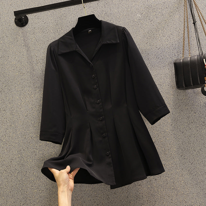 Plus Size Peplum Buttons Shirt