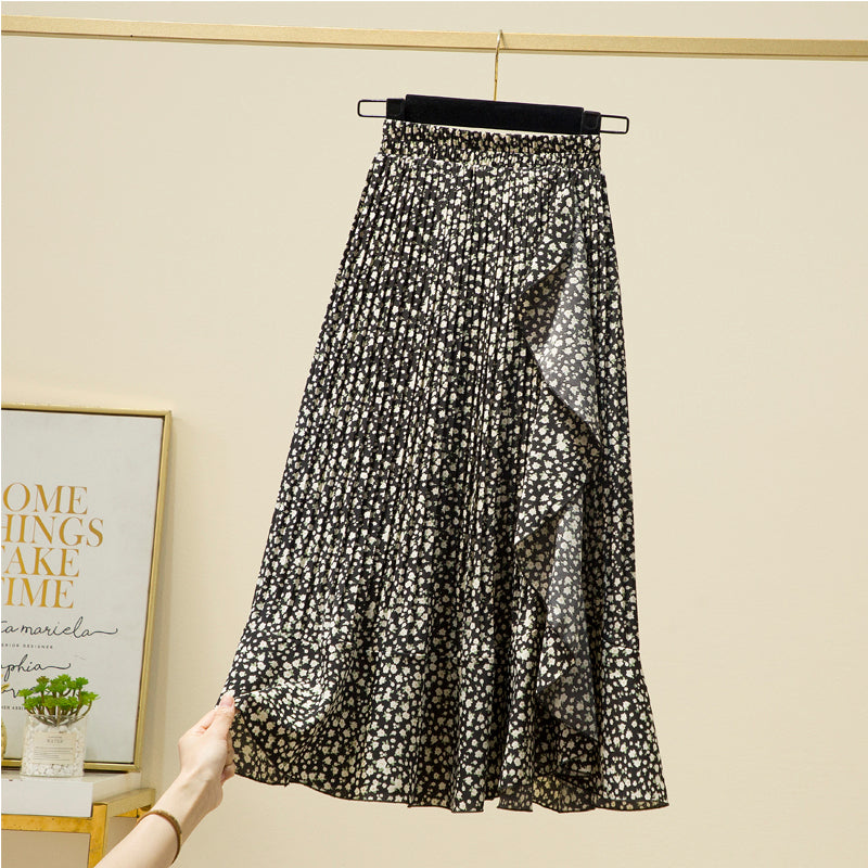 Plus Size Floral Pleat Midi Skirt