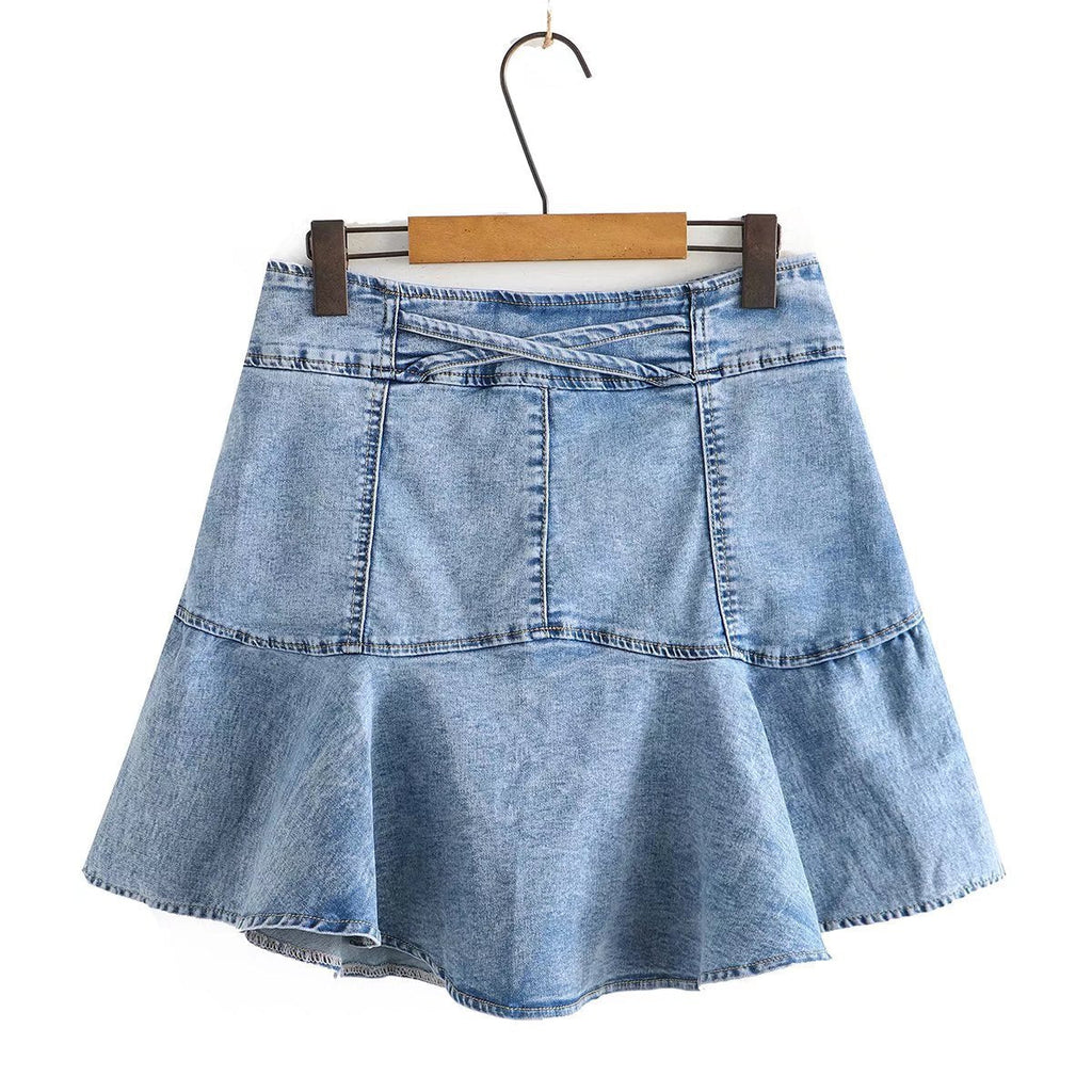 Plus Size Denim Mermaid Mini Skirt