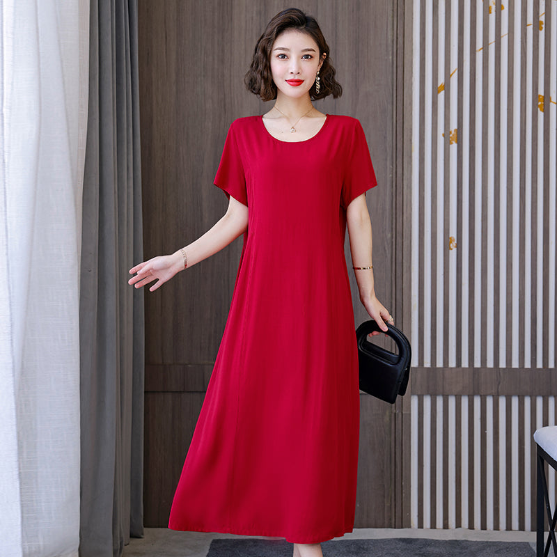 Plus Size Round Neck Midi Dress