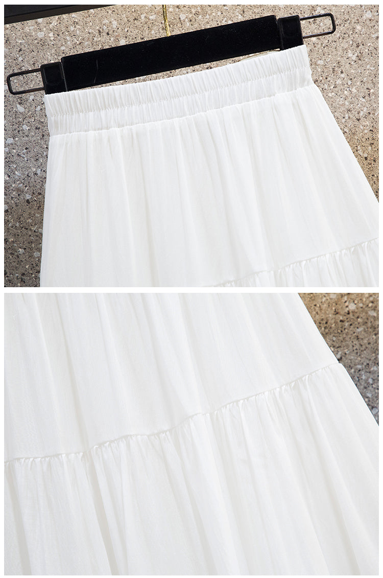 Plus Size Tier Midi Skirt