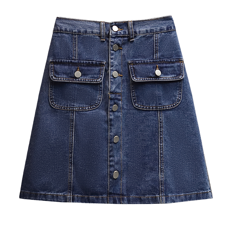 Plus Size Buttons Denim Mini Skirt