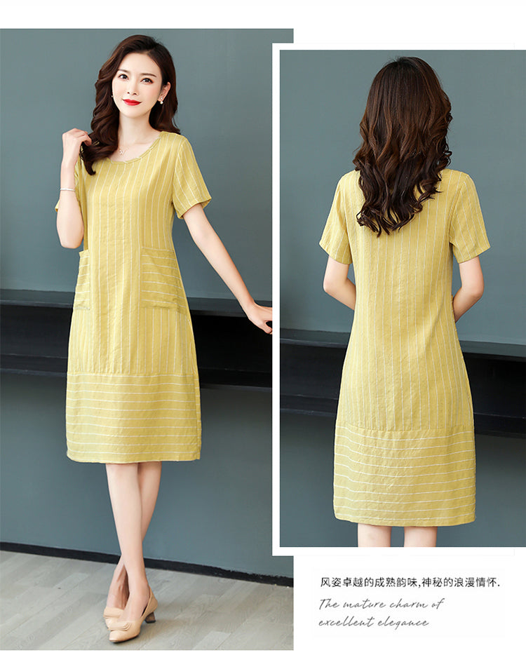 Plus Size Pocket Stripes Shift Dress