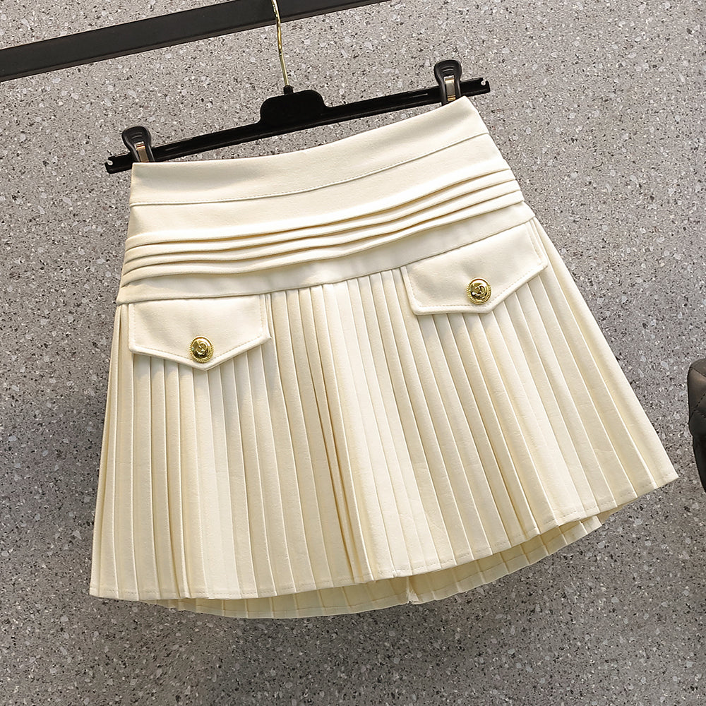 Plus Size Korean Pleat Mini Skirt