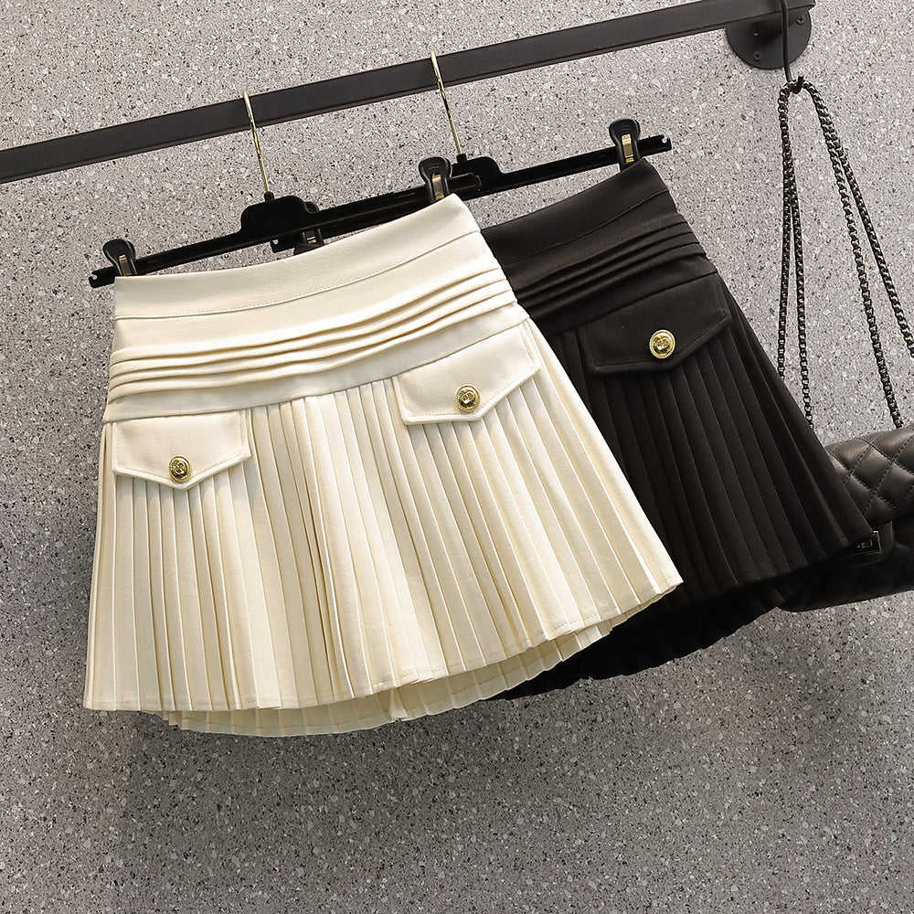 Plus Size Korean Pleat Mini Skirt