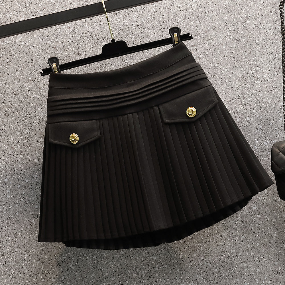 Plus Size Korean Pleat Mini Skirt