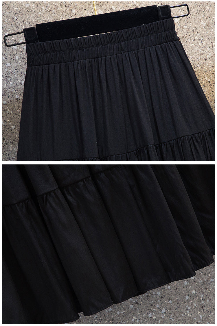 Plus Size Tier Midi Skirt