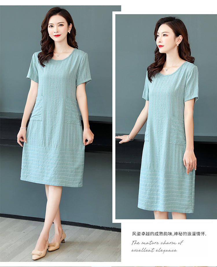 Plus Size Pocket Stripes Shift Dress