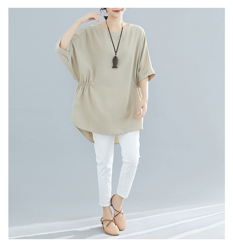 Plus Size Stripes Babydoll Blouse