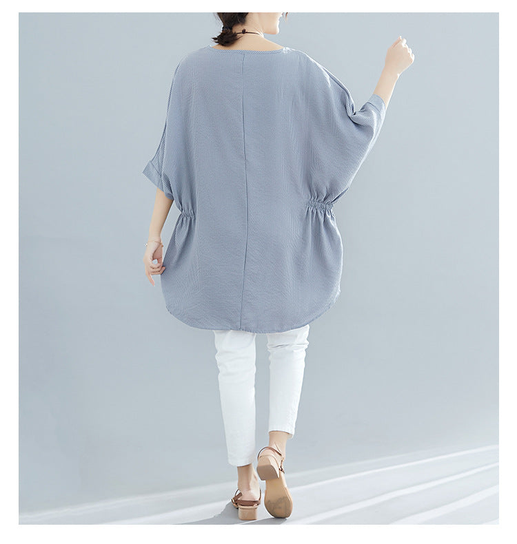 Plus Size Stripes Babydoll Blouse