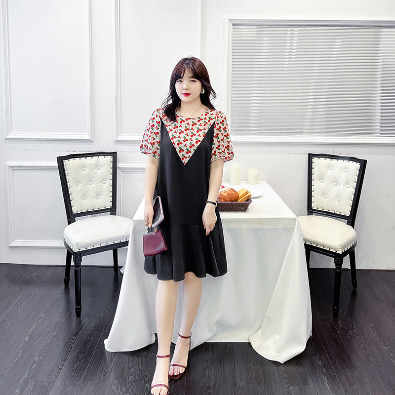 Plus Size Korean Mock 2 Piece Cherry Dress