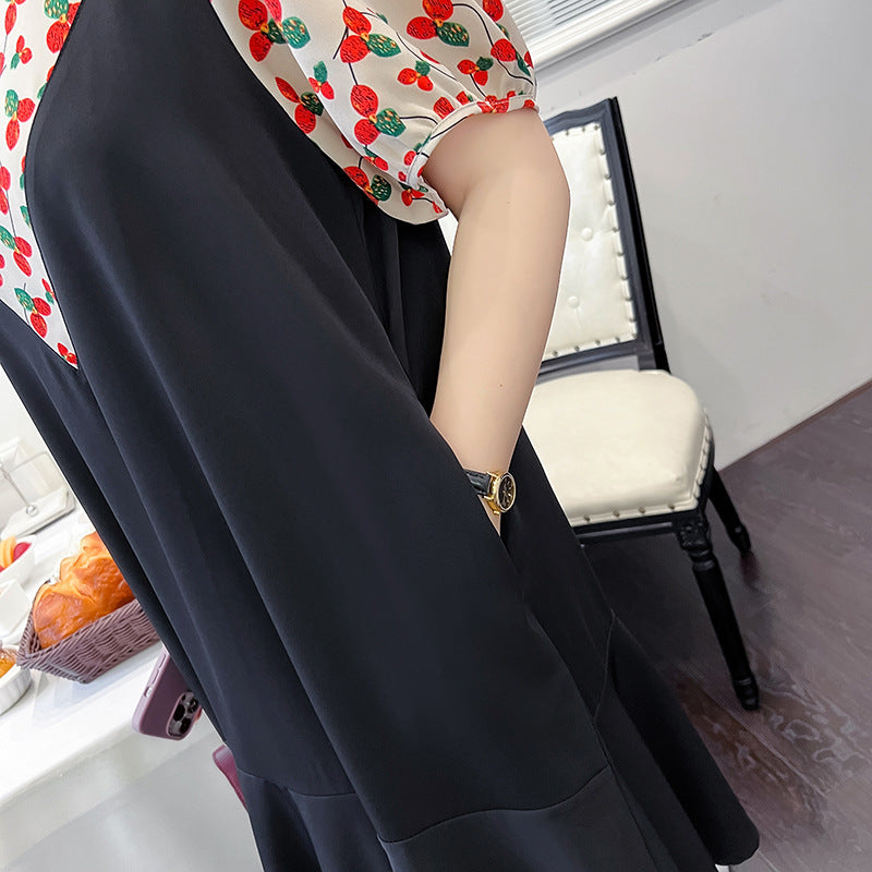 Plus Size Korean Mock 2 Piece Cherry Dress