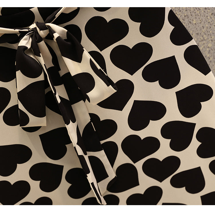 Plus Size Korean V Neck Hearts Dress