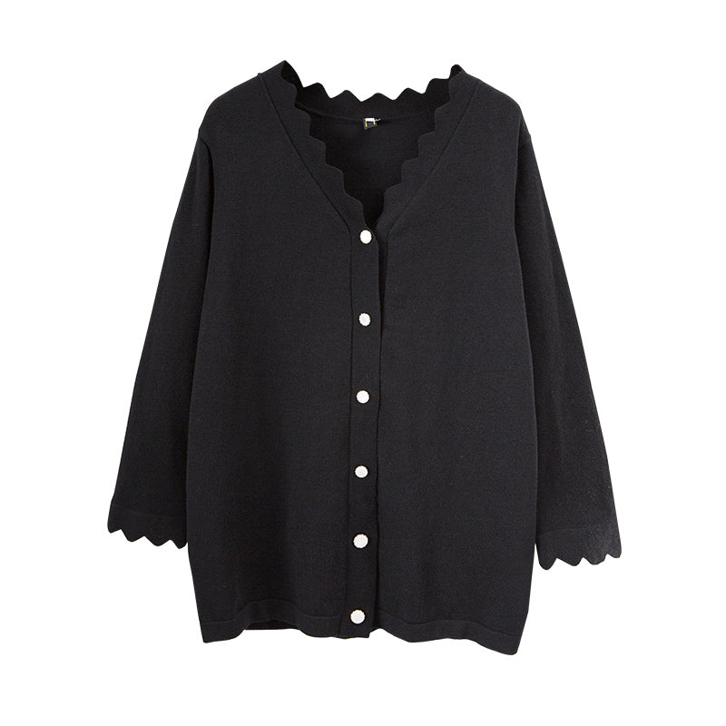Plus Size Scallop Buttons Top
