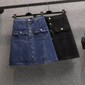 Plus Size Buttons Denim Mini Skirt