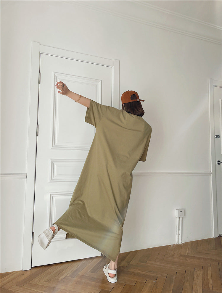 Plus Size Graphic Cotton Midi T Shirt Dress