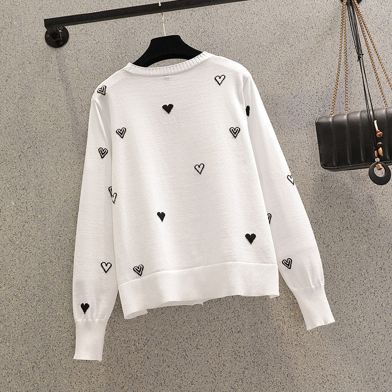 Plus Size White Hearts Cardigan