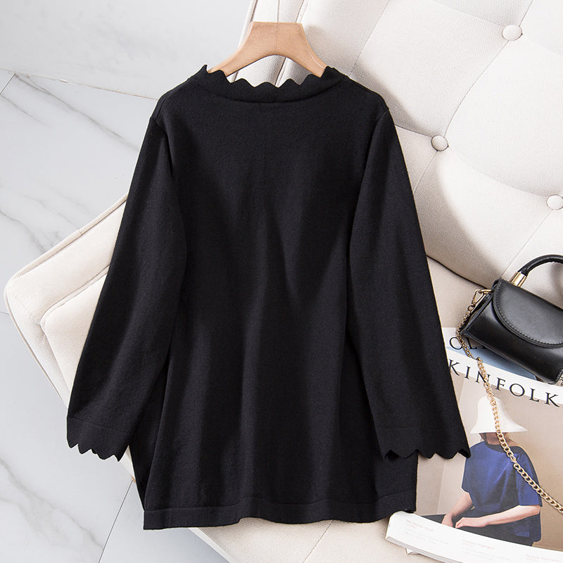 Plus Size Scallop Buttons Top