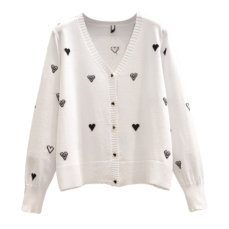 Plus Size White Hearts Cardigan