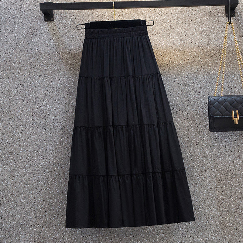 Plus Size Tier Midi Skirt