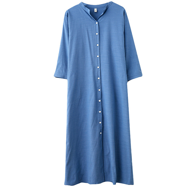 Plus Size Notch Neck Buttons Midi Dress