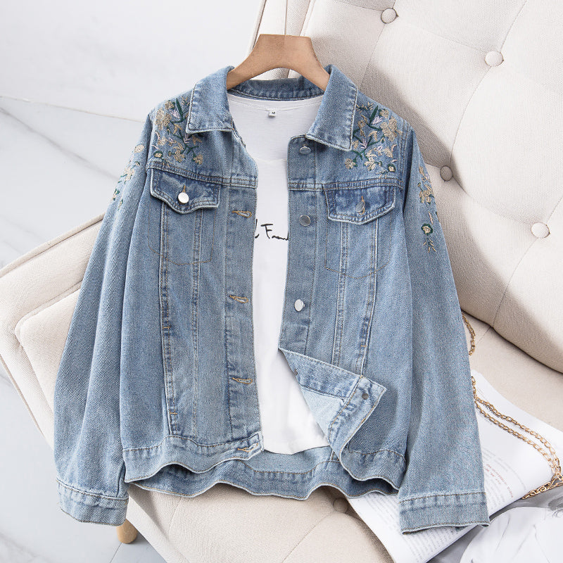 Plus Size Korean Embroidery Denim Jacket