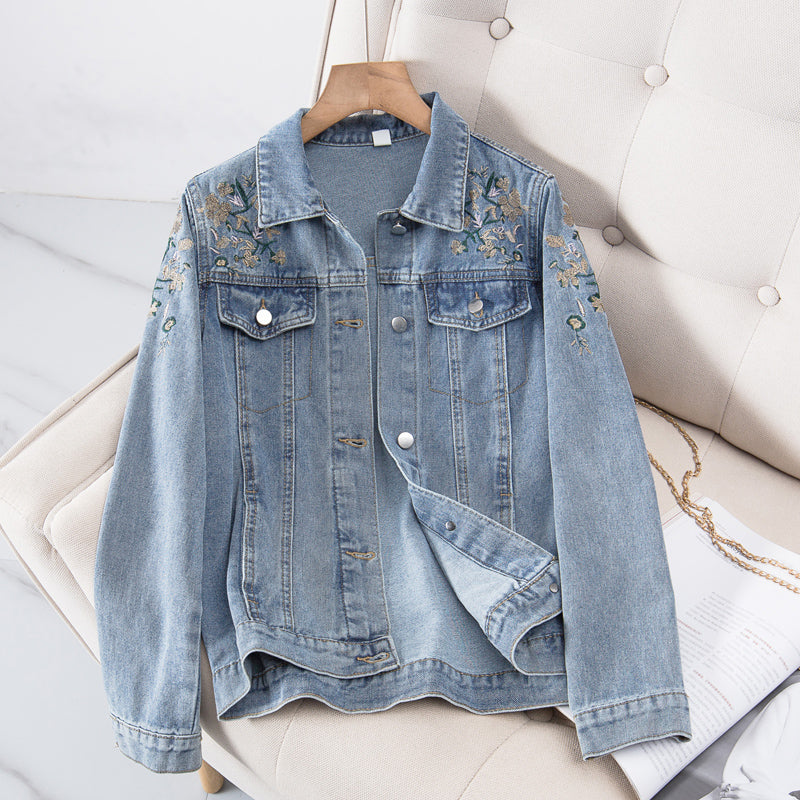 Plus Size Korean Embroidery Denim Jacket