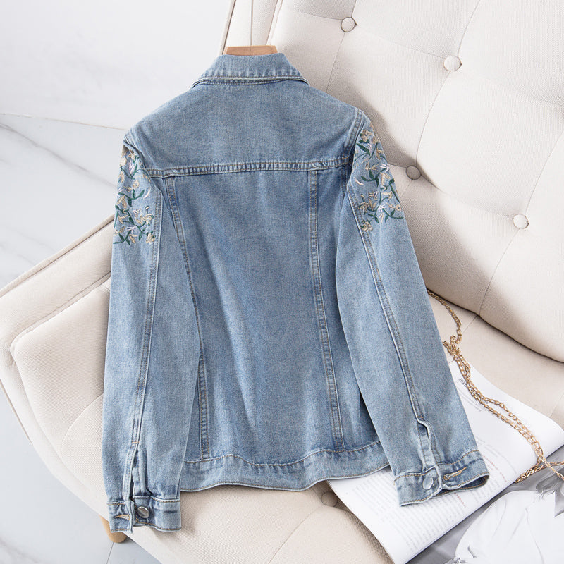 Plus Size Korean Embroidery Denim Jacket