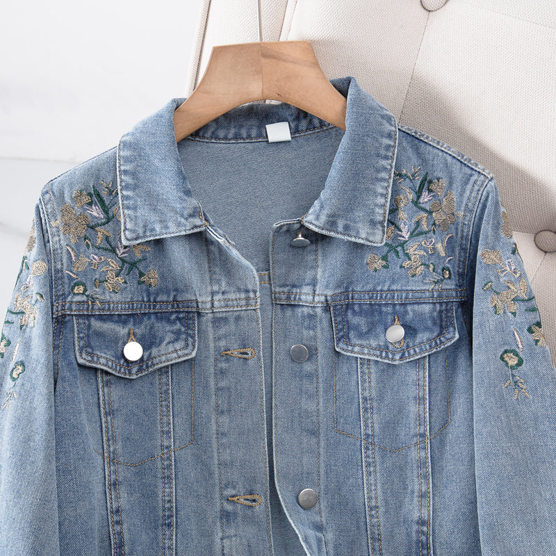Plus Size Korean Embroidery Denim Jacket
