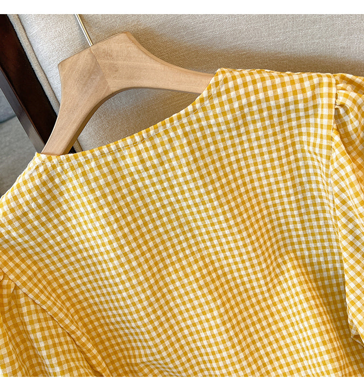 Plus Size Checks Peplum Top