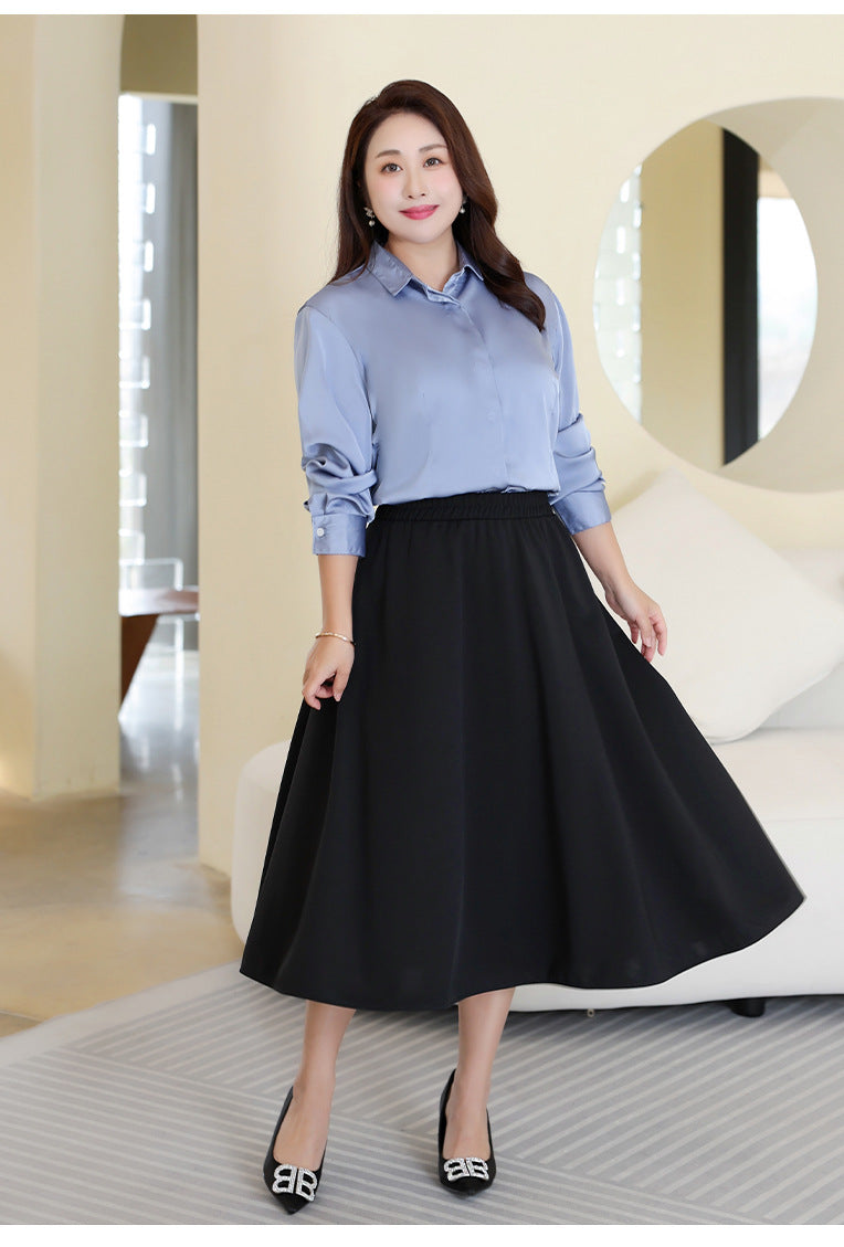 Plus Size Office A Line Midi Skirt (Extra Big Size)