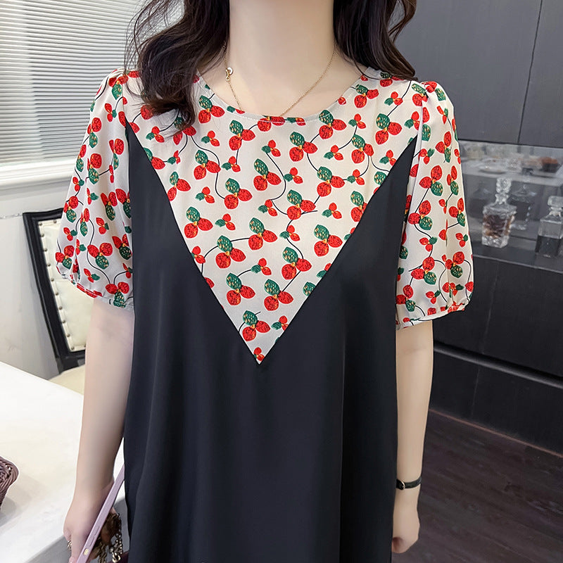 Plus Size Korean Mock 2 Piece Cherry Dress