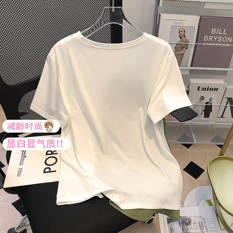 Plus Size Korean Colour Block Babydoll Blouse