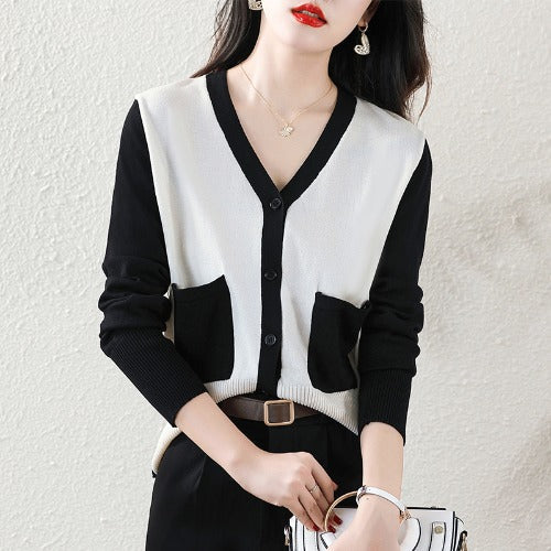 Plus Size Colour Block Cardigan Sweater Top