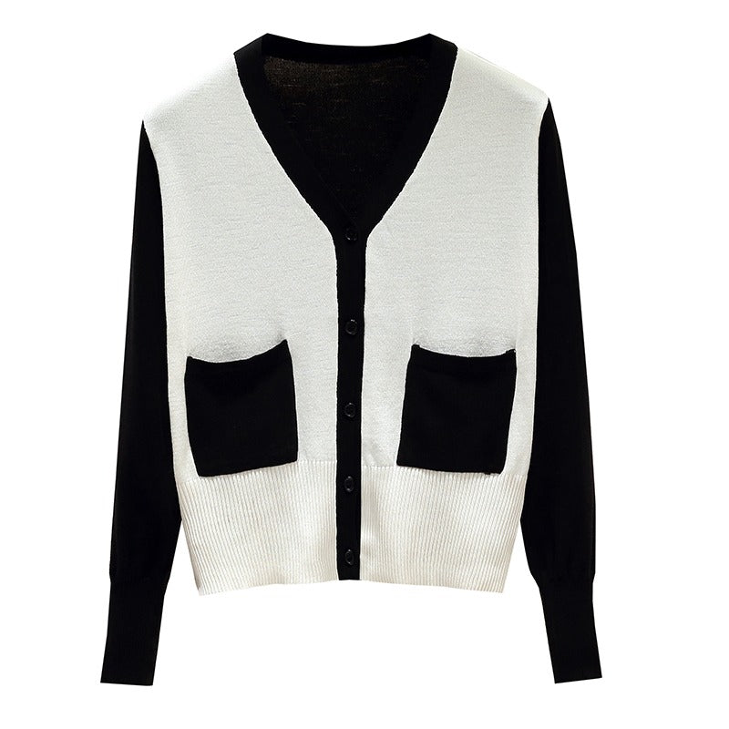Plus Size Colour Block Cardigan Sweater Top