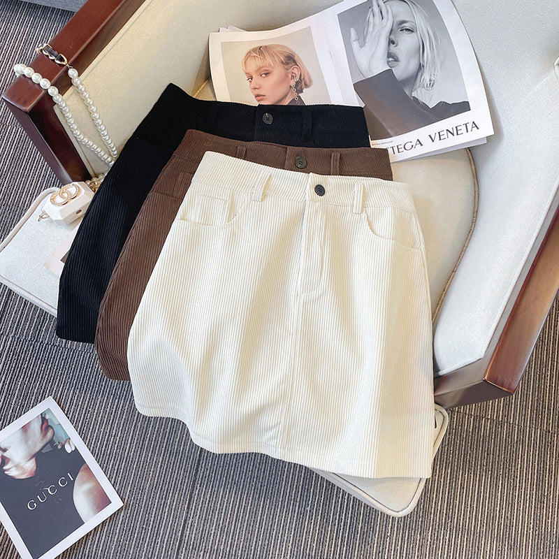 Plus Size Corduroy Mini Skirt